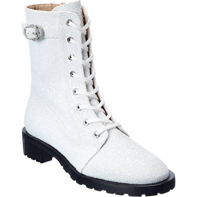 Stuart Weitzman Crystal Buckle Lace-Up Bootie