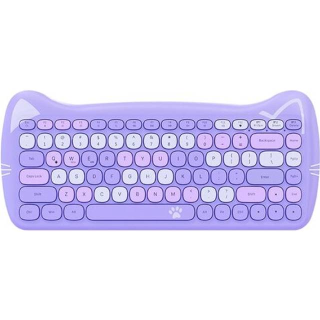 Ajazz 3060i Bluetooth Wireless Keyboard Cute Pet Design 84 Keys Support Mac iOS Windows Android - Purple
