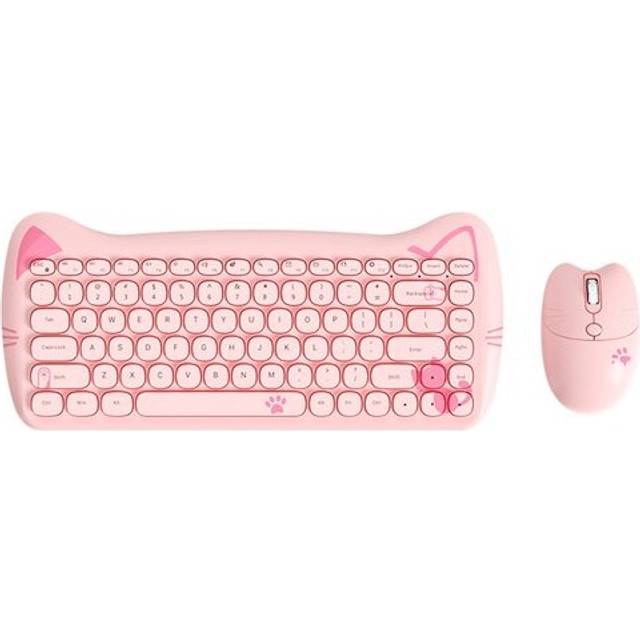 Ajazz A3060 2.4G Wireless Keyboard and Mouse Set Cute Pet Design 84 Keys Support Mac iOS Windows - Pink