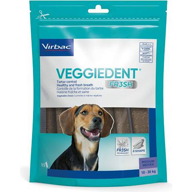 Virbac VEGGIEDENT Fresh för hundar - 15 x 26 g M för medelstora hundar (10-30 kg)