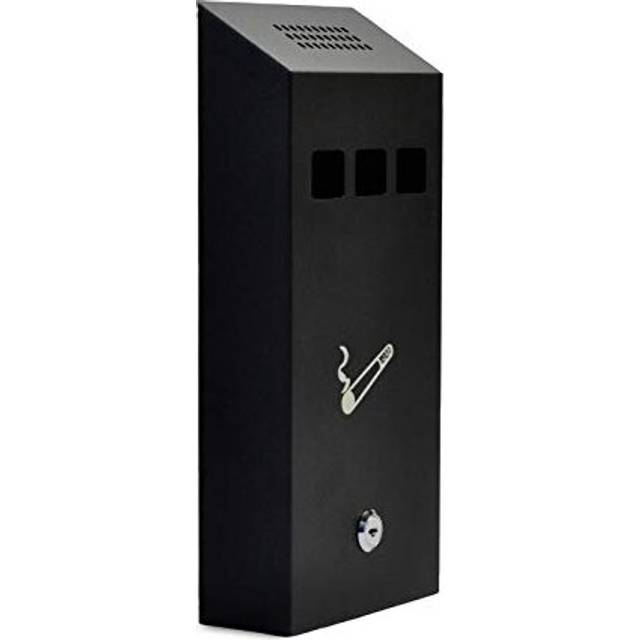 Luminous Wall Mounted Ashtray Smoking Cigarette Steel Bin Metal Ashtray Lockable With Keys For Outdoor Black Small