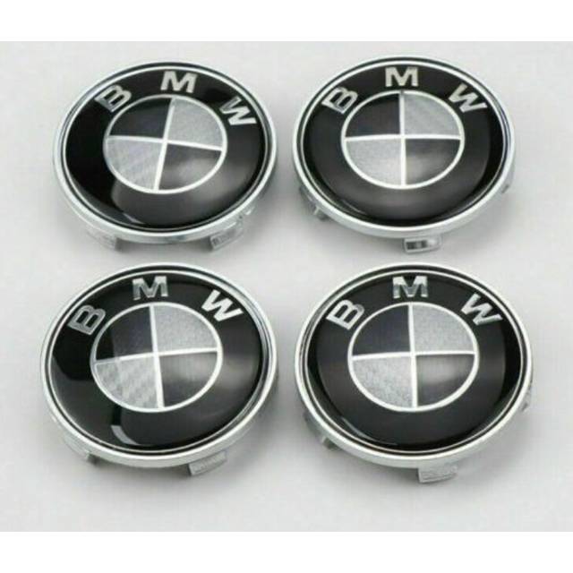 4x BMW Black Carbon Style Alloy Wheel Center Caps 68mm 1 3 5 7 E F M X