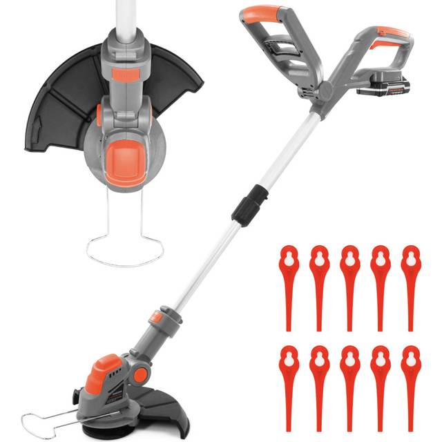 Terratek Cordless 20V Grass Strimmer - 10 Blades Battery And Charger Included
