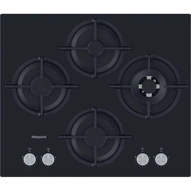 HOTPOINT Flame Control HGS 62S/BK 60 cm Gas Hob - Black, Black