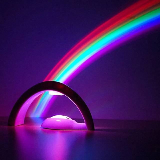 LED Night Light Rainbow Projector 3D LED Projection Lamp Night Scape Lighting Baby Kid Bedroom Night Light for Birthday Sleeping Light
