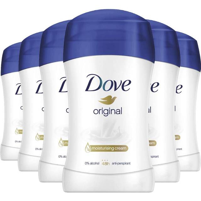 6 x 40ml dove original anti-perspirant deodorant stick 48h protection