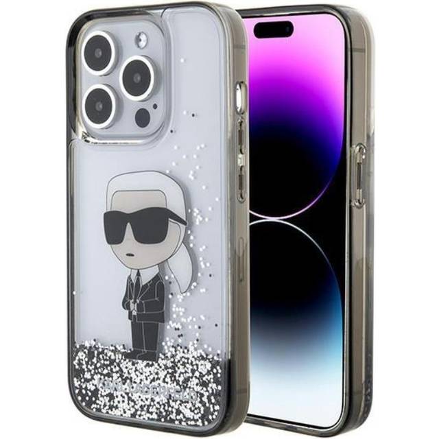 Karl lagerfeld liquid glitter ikonik hardcase for iphone 15 pro 6.1" transparent