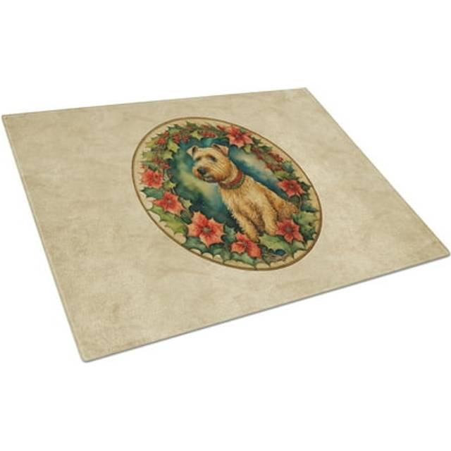 Carolines Treasures DAC2389LCB 15 x 12 in. Unisex Lakeland Terrier Christmas Flowers Glass Cutting Board