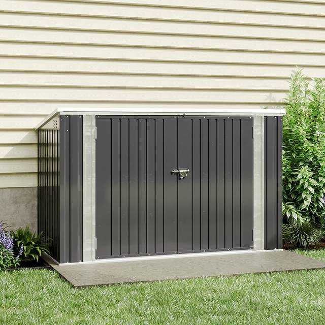 Wade Logan Fishersville 7 Ft. W X 4 Ft. D Heavy Duty Steel Bicycle Storage Shed Black 210cm W X 105cm D X 130cm H