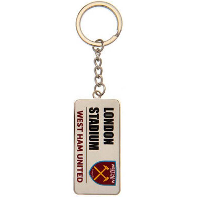 West Ham United FC Street Sign Metal Keyring - Silver/white/claret Red
