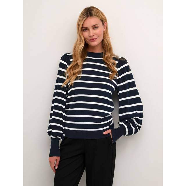 Women's striped sweater KAFFE Lizzy - Bleu