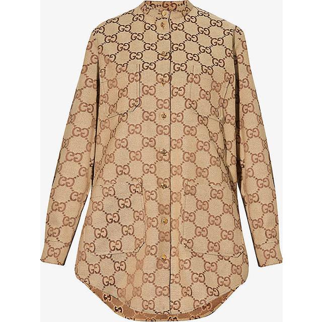 Gucci GG cotton-blend canvas shirt - brown (UK 6)