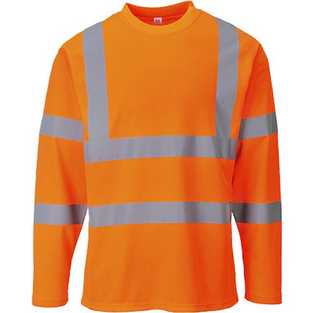 Portwest Hi-Vis Long Sleeved T-Shirt - Orange - Small