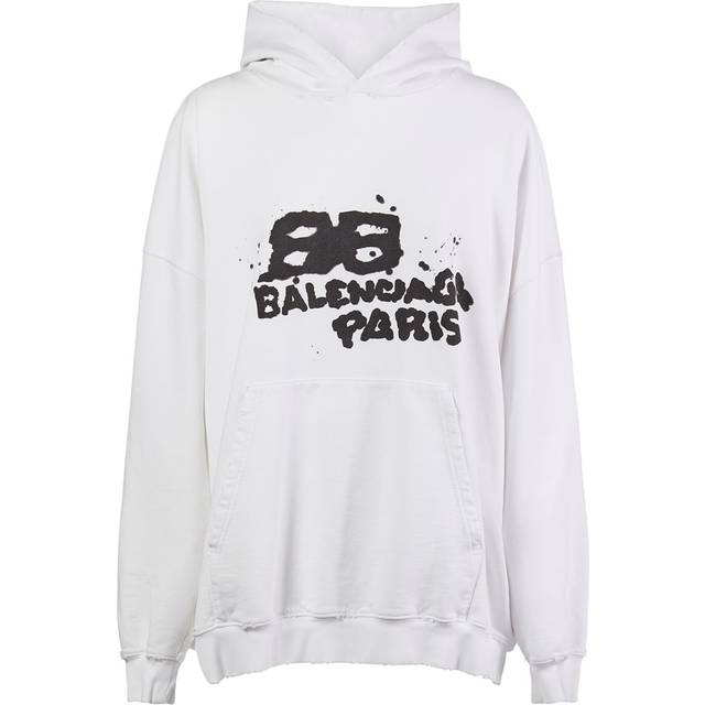 Balenciaga - Oversized Printed Cotton-blend Jersey Hoodie - White - XL