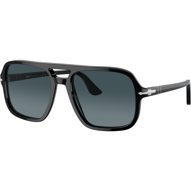 Persol Man PO3328S 95/S3 Solglasögon Acetat Svart Blå Pilot Polariserad Skuggad