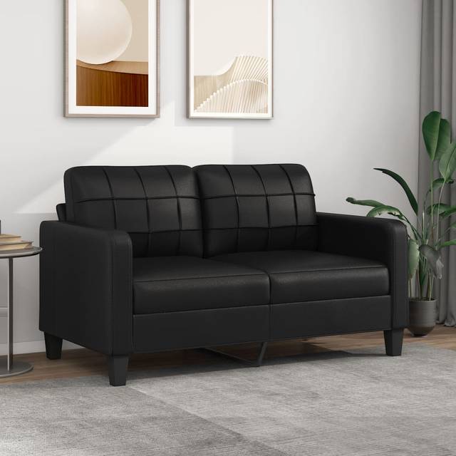 2-sitssoffa svart 140 cm konstläder