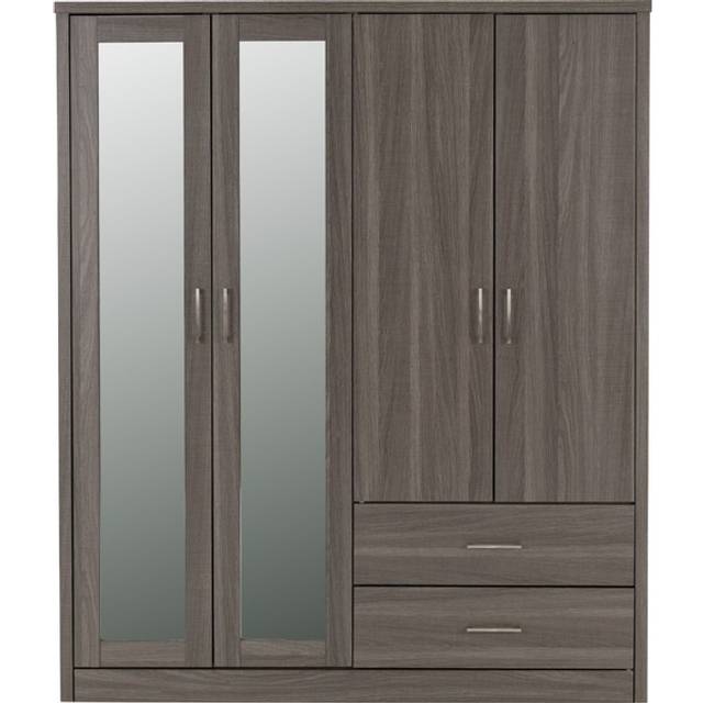Lisbon Black Grain 4 Door Wardrobe