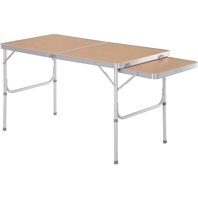 Outsunny Aluminium Portable Folding Picnic Table - Bamboo Colour - Yellow
