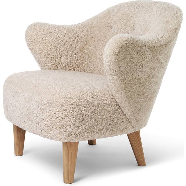 Audo Copenhagen Ingeborg armchair set Fabric sahcozero beige, incl. footstool, legs smoked oak