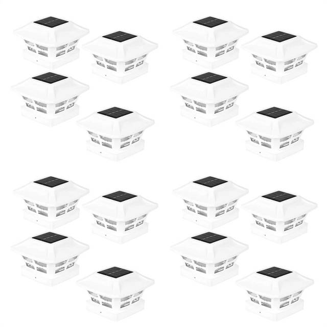 4X Solar Post Cap Lights 2 Lighting Modes LED Deck Fence Cap Lights for Wooden Posts Garden Decoration Warm White
