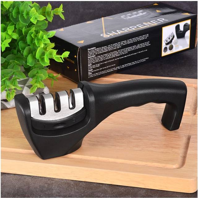 SHUOJI Best 3 Stages Professional Kitchen Sharpening Stone Grinder knives Whetstone Tungsten Diamond Ceramic Sharpener Tool