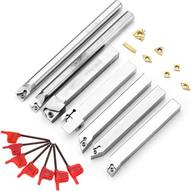 Drillpro Upgrade 21pcs 12mm Turning Tool Holder Lathe Boring Bar+Carbide Insert+Wrench Set