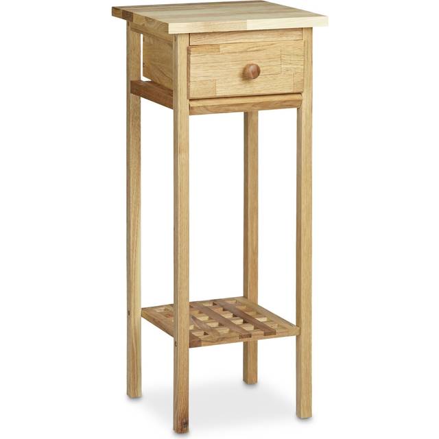 Relaxdays - Walnut Telephone Table, 60 x 25 x 25 cm Side Table End Table with Drawer, Console Table Wooden Plant Stand 60 cm Tall Flower Table,