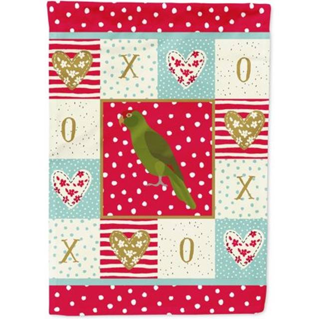 Caroline's Treasures CK5519CHF Amazon Parrot Love House Flag, Red Large Porch Sleeve Pole Decorative Outside Yard Banner Artwork Wall Hanging, Polyest