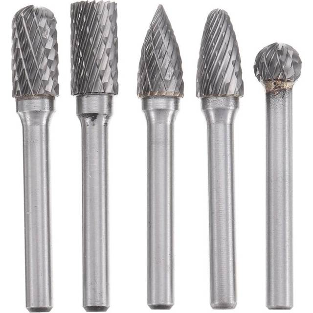 5Pcs DGCFA 6x10mm Double Cut Tungsten Carbide Rotary Burr Set 6mm Shank for DIY Wood Carving Metal Polishing Engraving Drilling