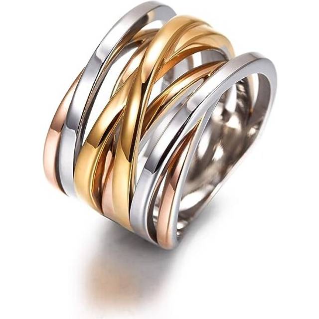 Intertwined Ring Enhancers for Women Statement  Ring Silver Gold Rose Gold Plated Ring Engraving Customized Personalized(8-Multicolor)