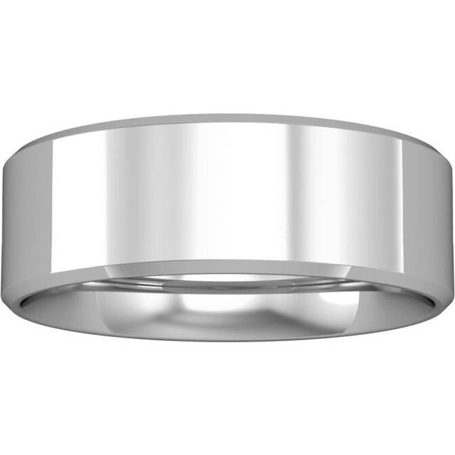 9ct white gold jewelco london flat-court bevelled band wedding ring 7mm