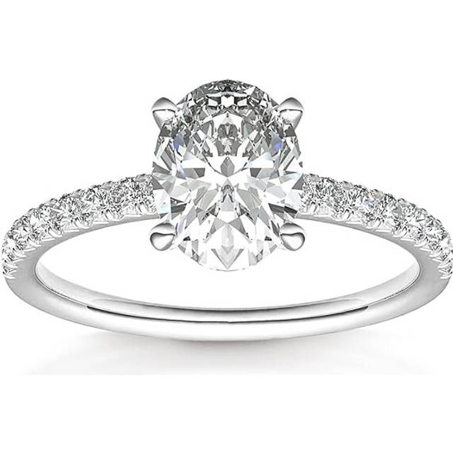 14K Gold Plated Engagement Ring For Women | Wedding Ring For Women | Oval Womens Engagement Ring/White Gold/Size:8