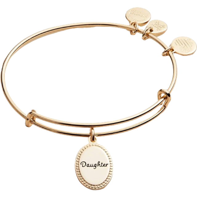 Alex and Ani Because I Love You Daughter Expandable Wire Bangle Bracelet for Women  Most Precious gift charm  Shiny Antique gold Finish  2 to 35 in
