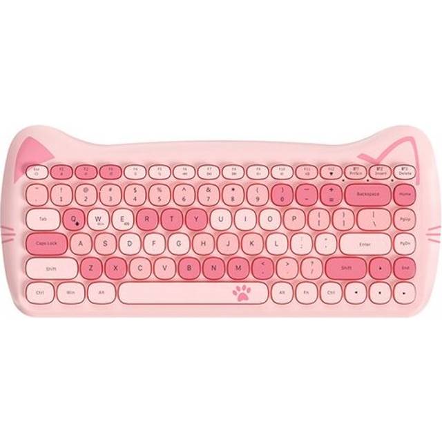 Ajazz 3060i Bluetooth Wireless Keyboard Cute Pet Design 84 Keys Support Mac iOS Windows Android - Pink