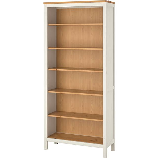 HEMNES Bookcase, white stain/light brown, 90x197 cm