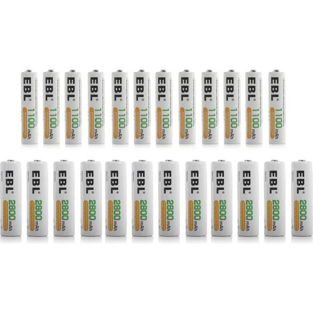 24pcs AA AAA NiMH Rechargeable Batteries, 12 x 2800mAh AA Batteries bundle with 12 x 1100mAh AAA Batteries
