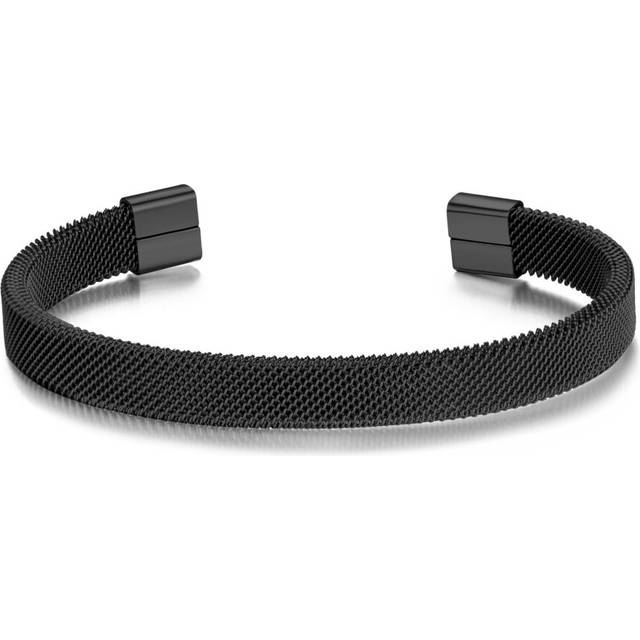 Men's Black Steel Mesh Cuff Bracelet - Multicoloured