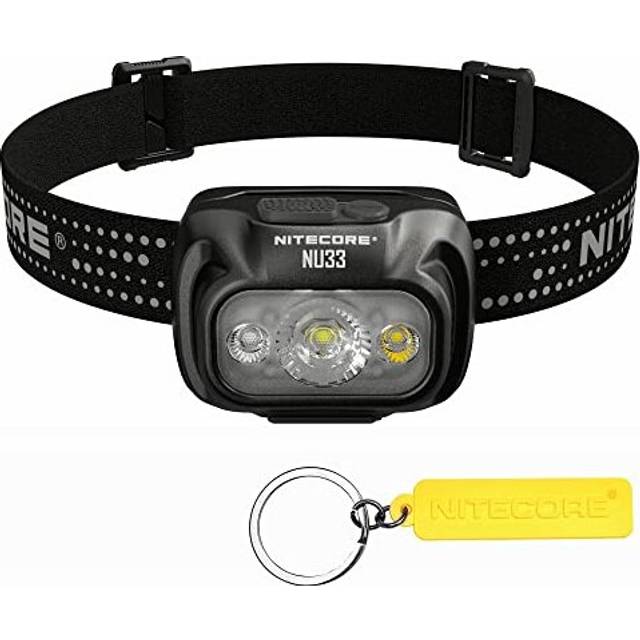 Nitecore NU33 700 Lumen Aluminum Headlamp Triple Light Sources USB-C Rechargeable Headlight Tag, White,red