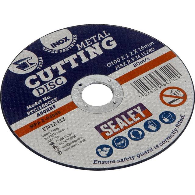 100 x 1.2mm Flat Metal Cutting Disc - 16mm Bore - Heavy Duty Angle Grinder Disc