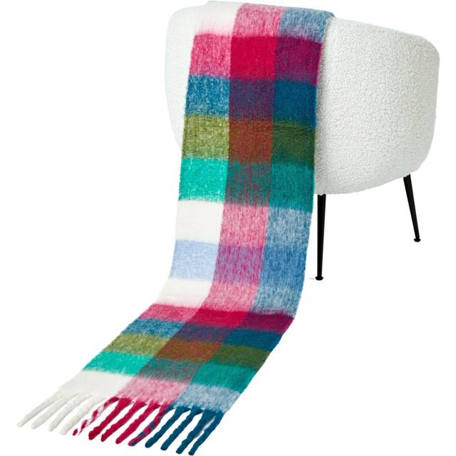 Roman Cerise Knitted Checked Blanket Scarf - Size ONE