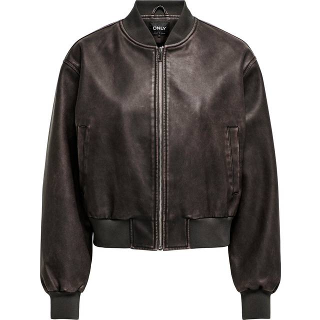 ONLY ONLJANE Faux läder tvättad bomberjacka OTW bomberjacka, chokladbrun, S, Chokladbrun, S