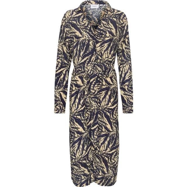 Saint Tropez Blanca Long Sleeve Dress, Black Zebra Leaves