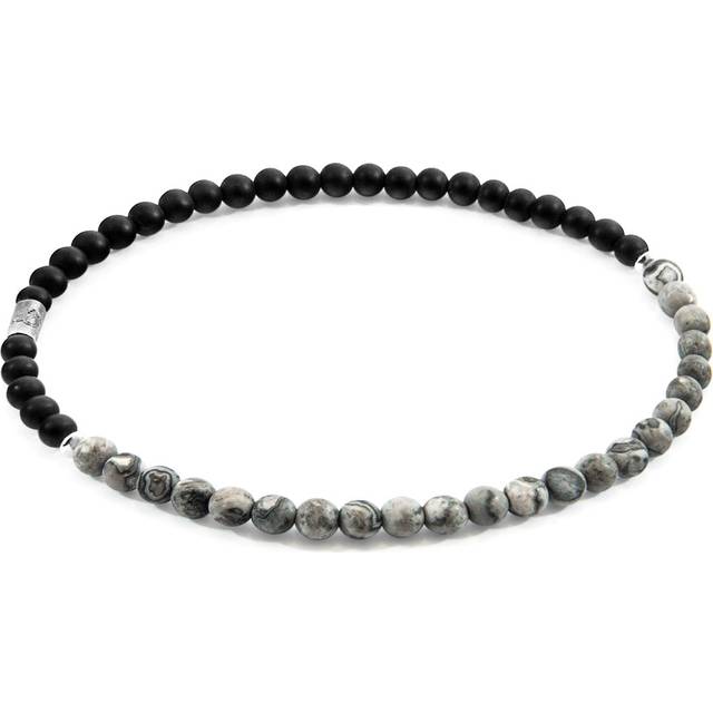 Grey Jasper and Black Onyx Alexander Silver and Stone SKINNY Bracelet