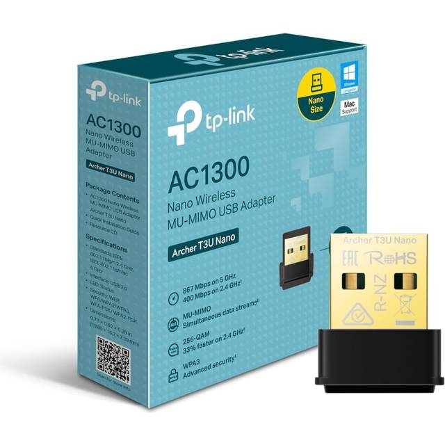 TP-Link Nano USB WiFi Adapter for PCArcher T3U Nano-AC1300 2.4G/5G Dual-Band Wireless Network Transceiver Adapter for Desktop PC, Travel Size, Supports Windows 11,10, 8.1, 8, 7 / up to Mac OS 10.15