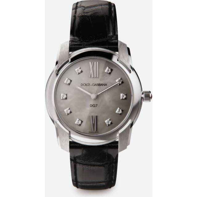 Dolce & Gabbana Dg7 Watch In Steel With Mother Of Pearl And Diamonds - Woman Watches Black Onesize