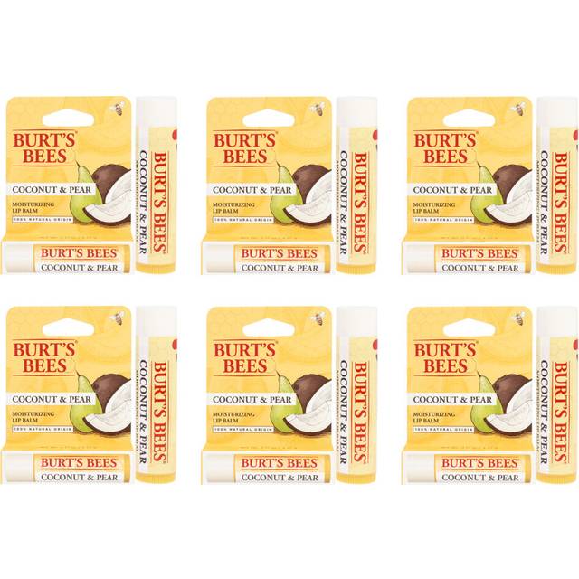 Burts Bees Coconut and Pear Moisturizing Lip Balm Blister - Pack of 6 For Unisex 0.15 oz Lip Balm