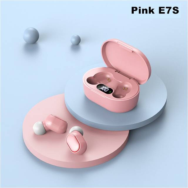 (a-E7S Pink) TWS Bluetooth 5.0 Earphone Wireless Headsets With Mic Noise Isolation Earbuds for Xiaomi Redmi iPhone Samsung Huawei Phones