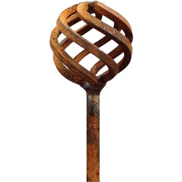 (Large - Pack of 3) Rusty Metal Sphere Garden Stake