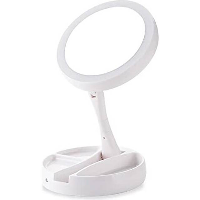 Makeup Mirror with LED Light Vanity Mirror 1/10X Magnification Mirror Double Sided Cosmetic Mirror Adjustable Foldable Mirror for Travel Battery and