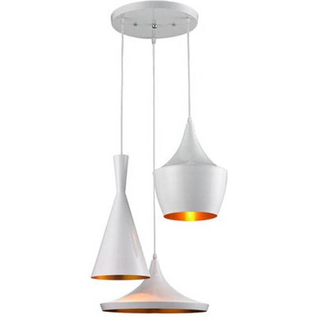 (White, 3 Lights Round) Modern Flower Petal Ceiling Light LED Pendant Light Dining Room Chandelier